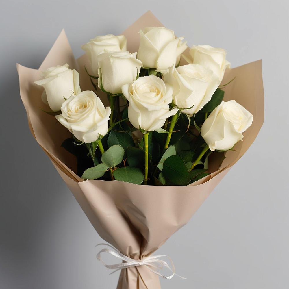 9 Белых роз Эдлесс Лав в Абакане Букет 9 Белых роз Эдлесс Лав в Абакане