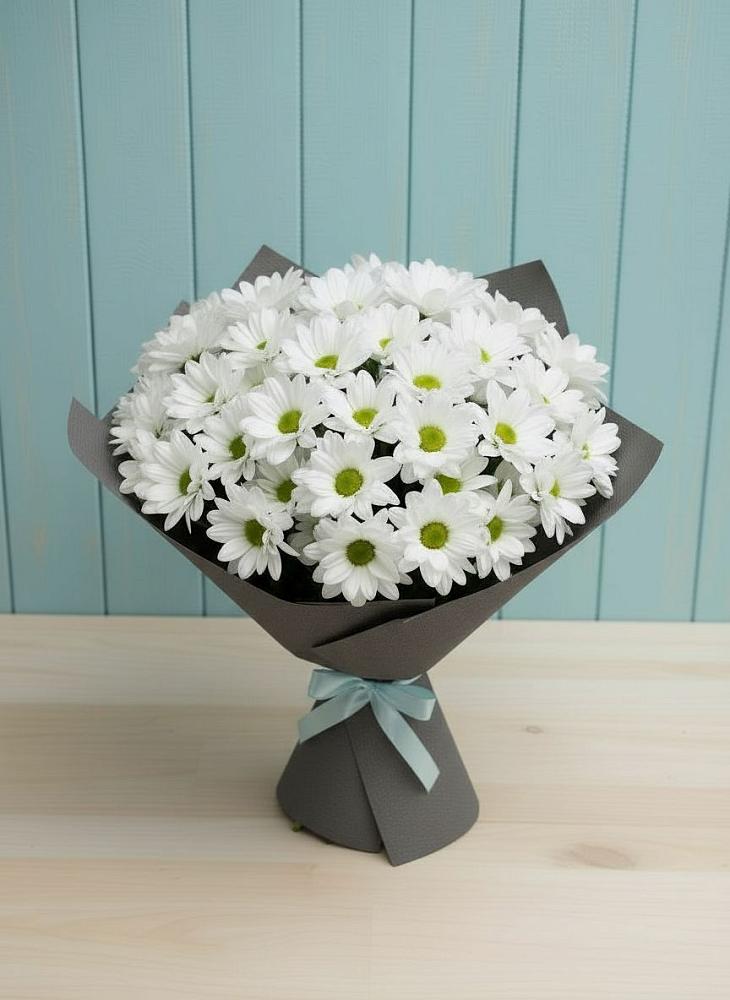 Букет белые хризантемы в Абакане Букет цветов из: Хризантемы в Абакане
