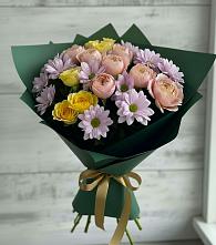 Букет цветов из:  Хризантемы и Розы в Абакане
