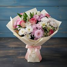 Букет цветов из:  Хризантемы, Альстромерии и Розы в Абакане