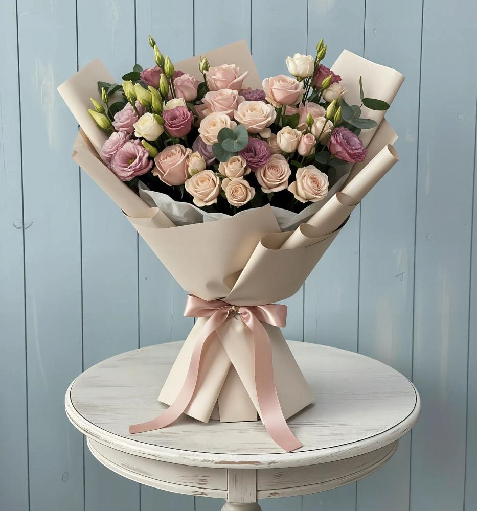 Букет цветов из: Розы и Лизиантусы в Абакане