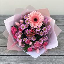Букет цветов из:  Розы, Герберы и Хризантемы в Абакане