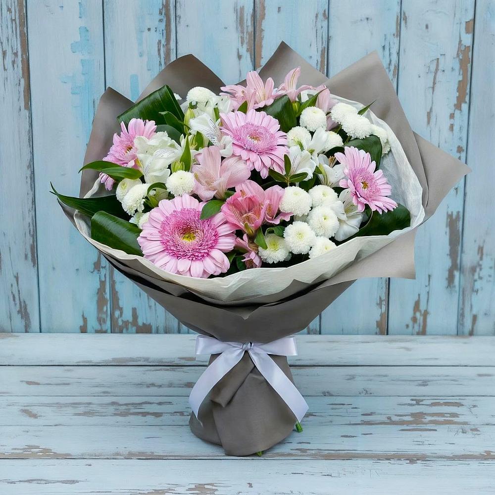 Букет цветов из: Герберы, Альстромерии и Хризантемы в Абакане