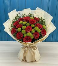 Букет цветов из:  Розы и Хризантемы в Абакане